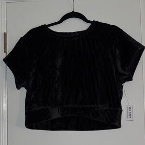 Old Navy Black Velvet Short Sleeve Top